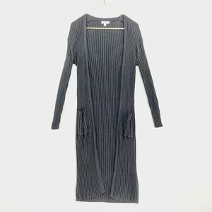 Bp Black Knit Open Front Pockets Long Cardigan P4242
